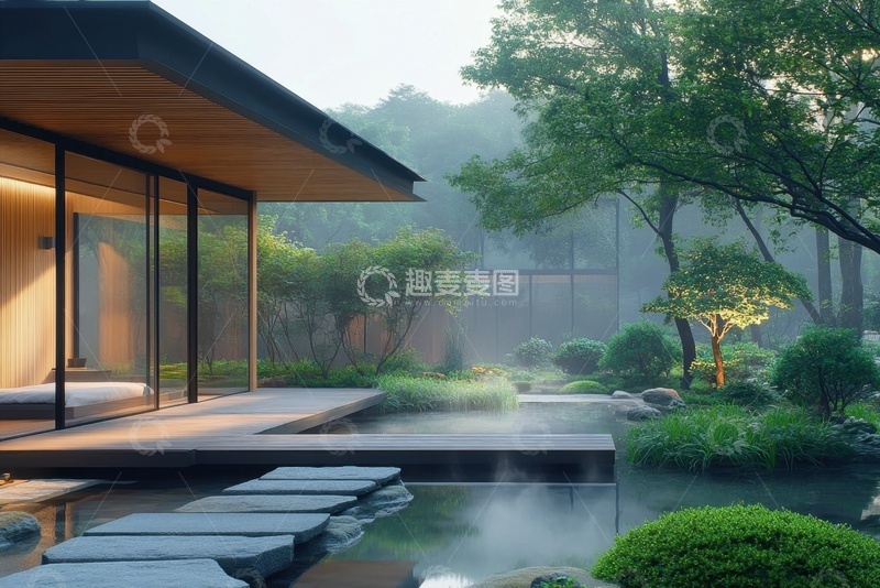 高清大图下载【趣麦麦图】园林休息室建筑风景