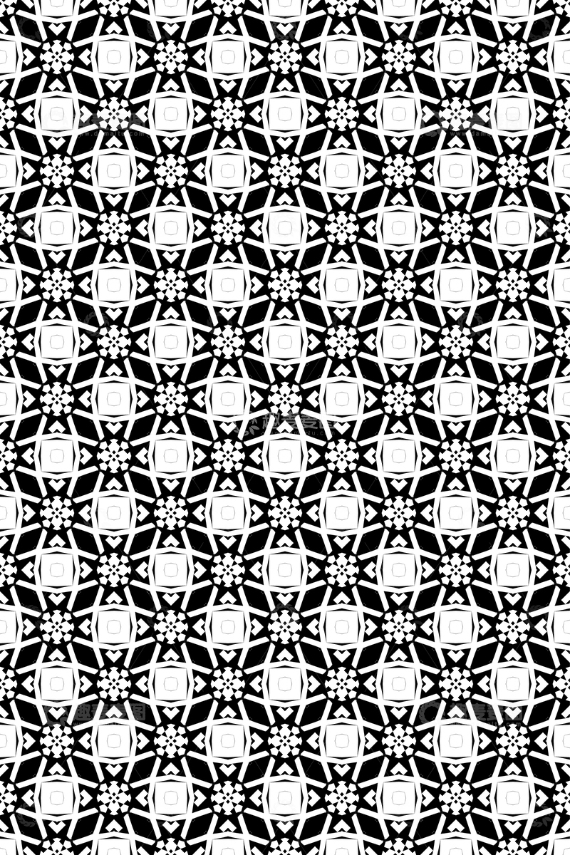 源文件下载【趣麦麦图】黑白几何花纹无缝花型