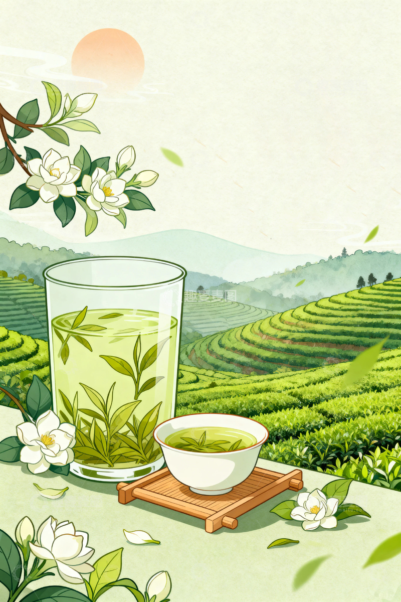 高清大图下载【趣麦麦图】绿茶茉莉花茶017