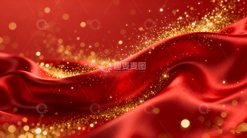 高清大图下载【趣麦麦图】红绸金粉闪耀华丽背景3