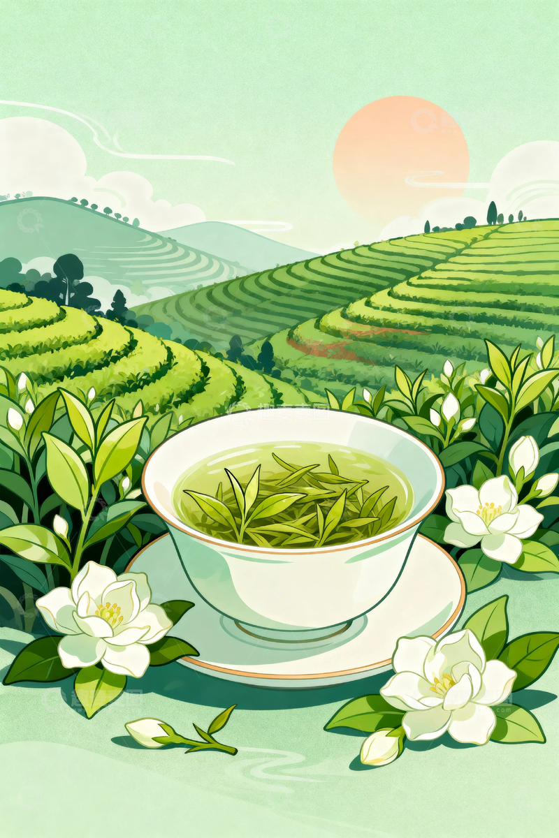高清大图下载【趣麦麦图】绿茶茉莉花茶019