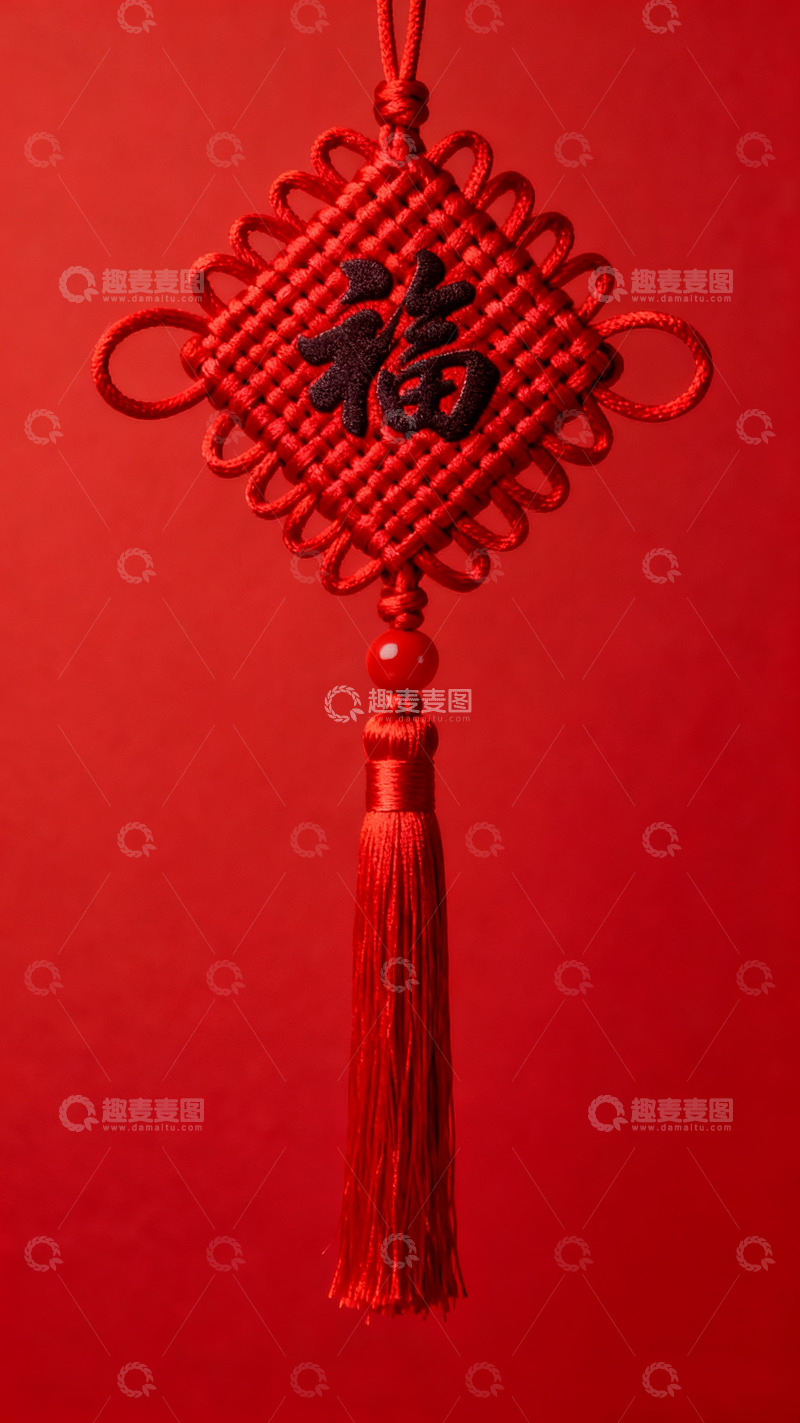 高清大图下载【趣麦麦图】红色中国结福字挂件2