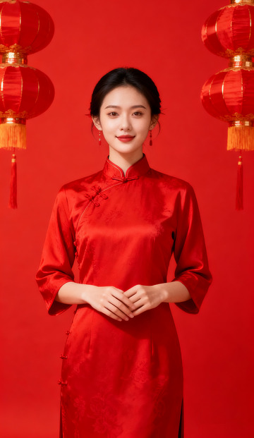 红衣佳人中式典雅造型