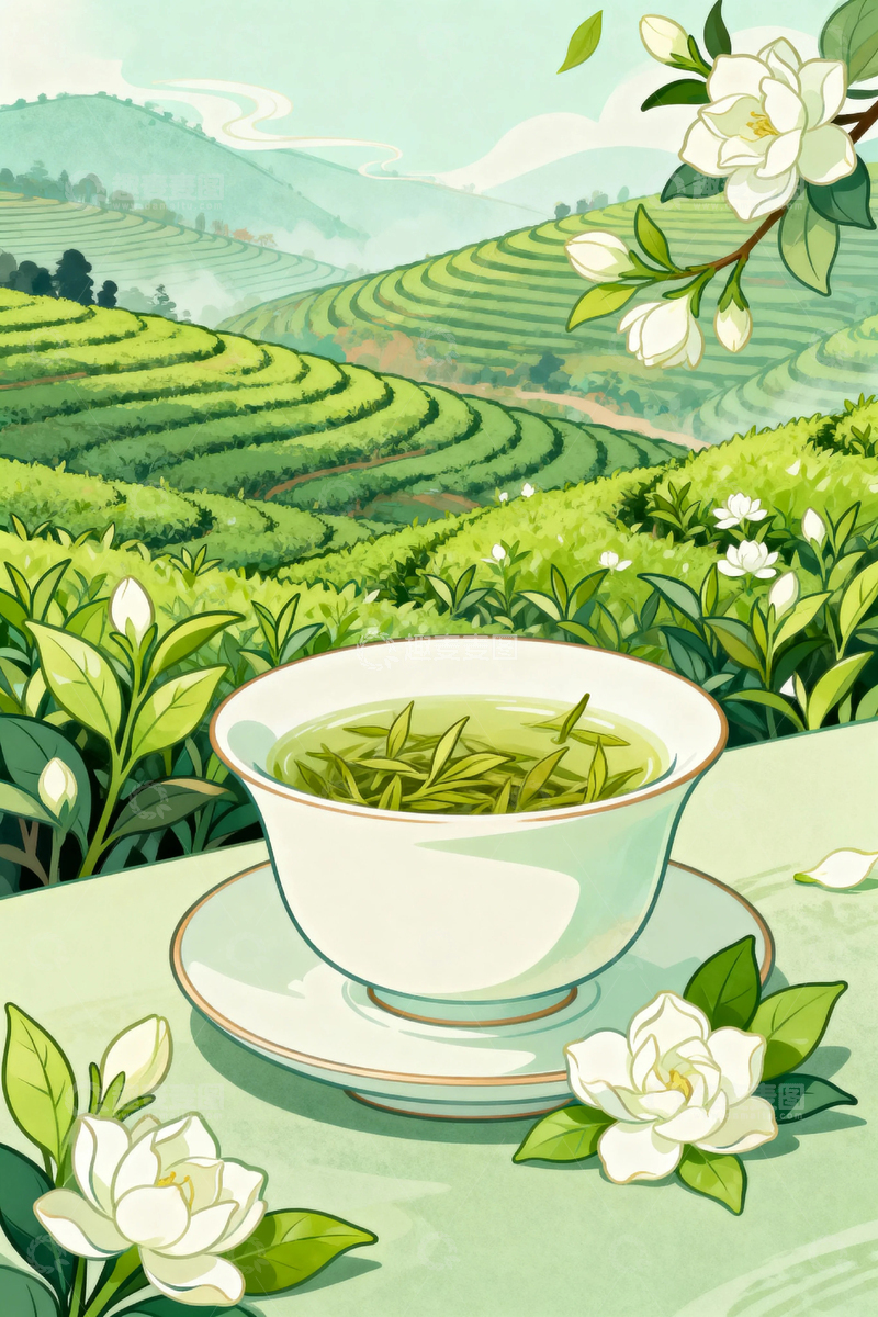 高清大图下载【趣麦麦图】茉莉花茶春茶036