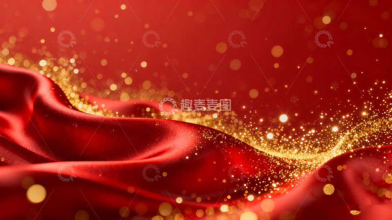 高清大图下载【趣麦麦图】红绸金粉闪耀华丽背景图2