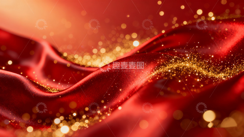 高清大图下载【趣麦麦图】红绸金粉闪耀华丽背景5
