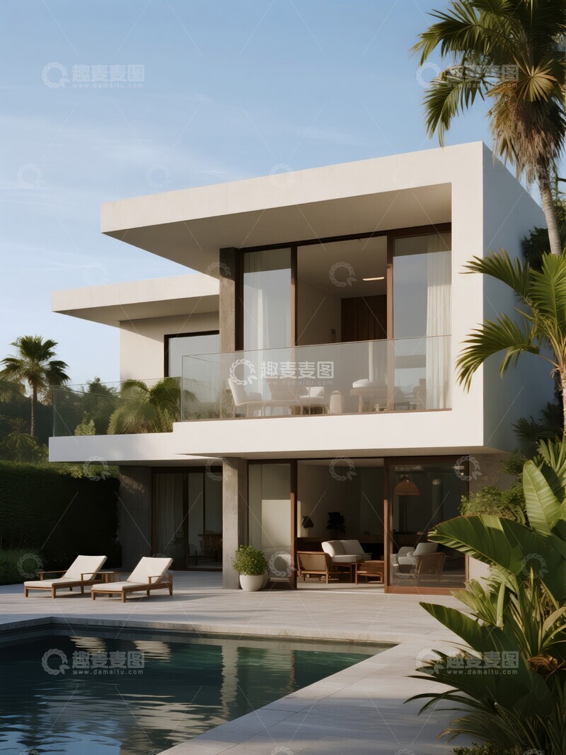 高清大图下载【趣麦麦图】现代别墅庭院与泳池设计