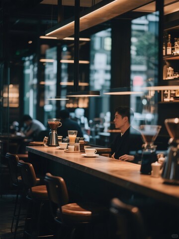 现代咖啡馆内部场景