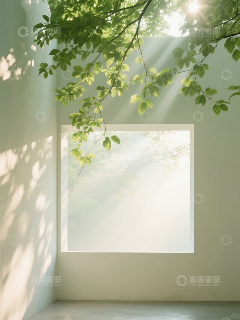 高清大图下载【趣麦麦图】阳光透过树冠洒入空旷角落