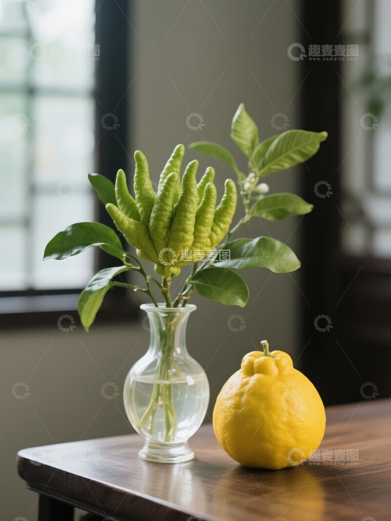 佛手柑枝条与柠檬摆设