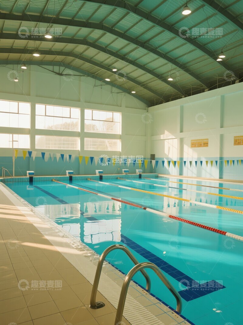 高清大图下载【趣麦麦图】-室内游泳池全景