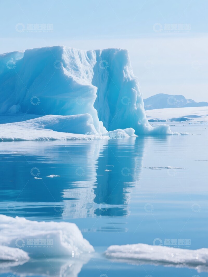 高清大图下载【趣麦麦图】冰川边缘与碧蓝海水交汇