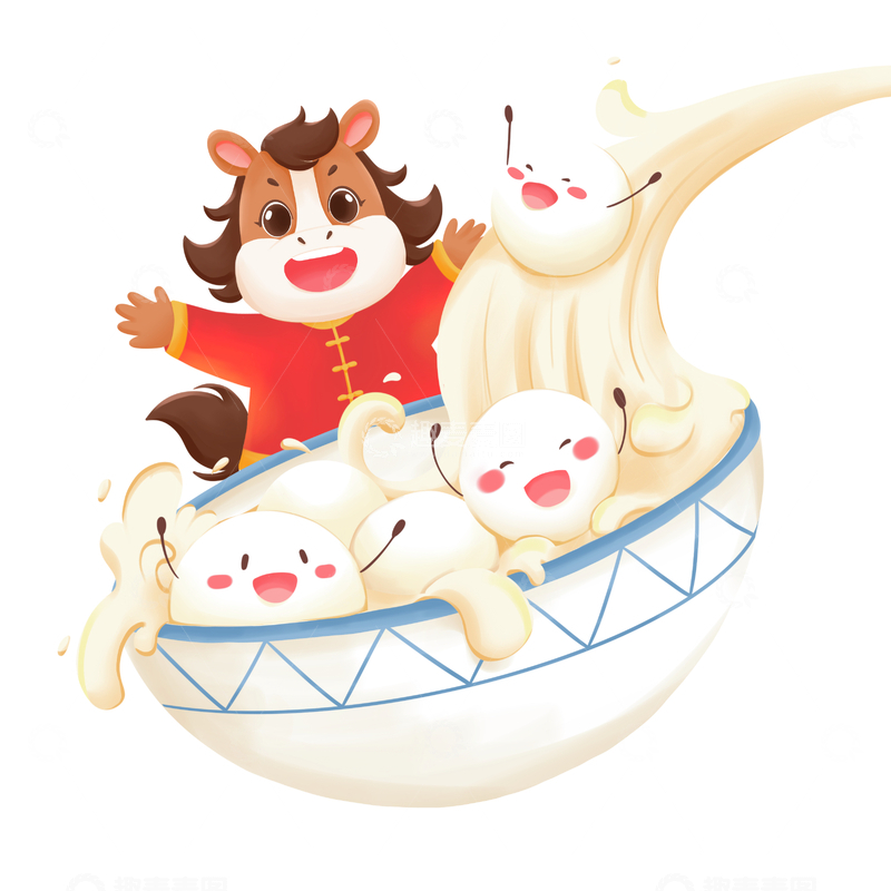 源文件下载【趣麦麦图】马年元宵节卡通马可爱元宵插画元素
