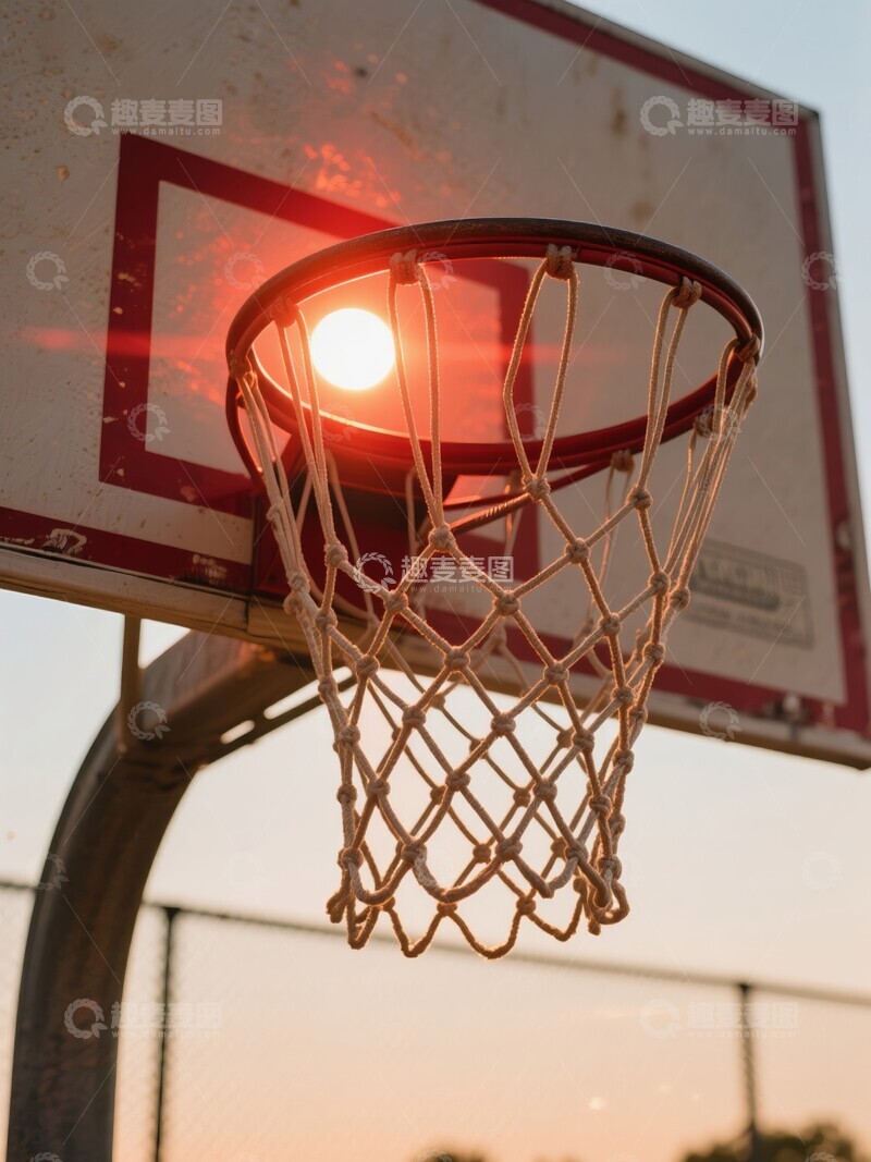 高清大图下载【趣麦麦图】日落时分的篮球篮筐