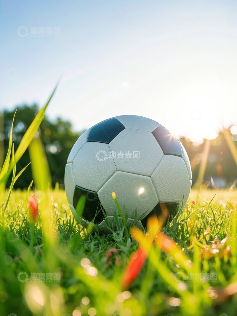 高清大图下载【趣麦麦图】足球静置于绿茵草地