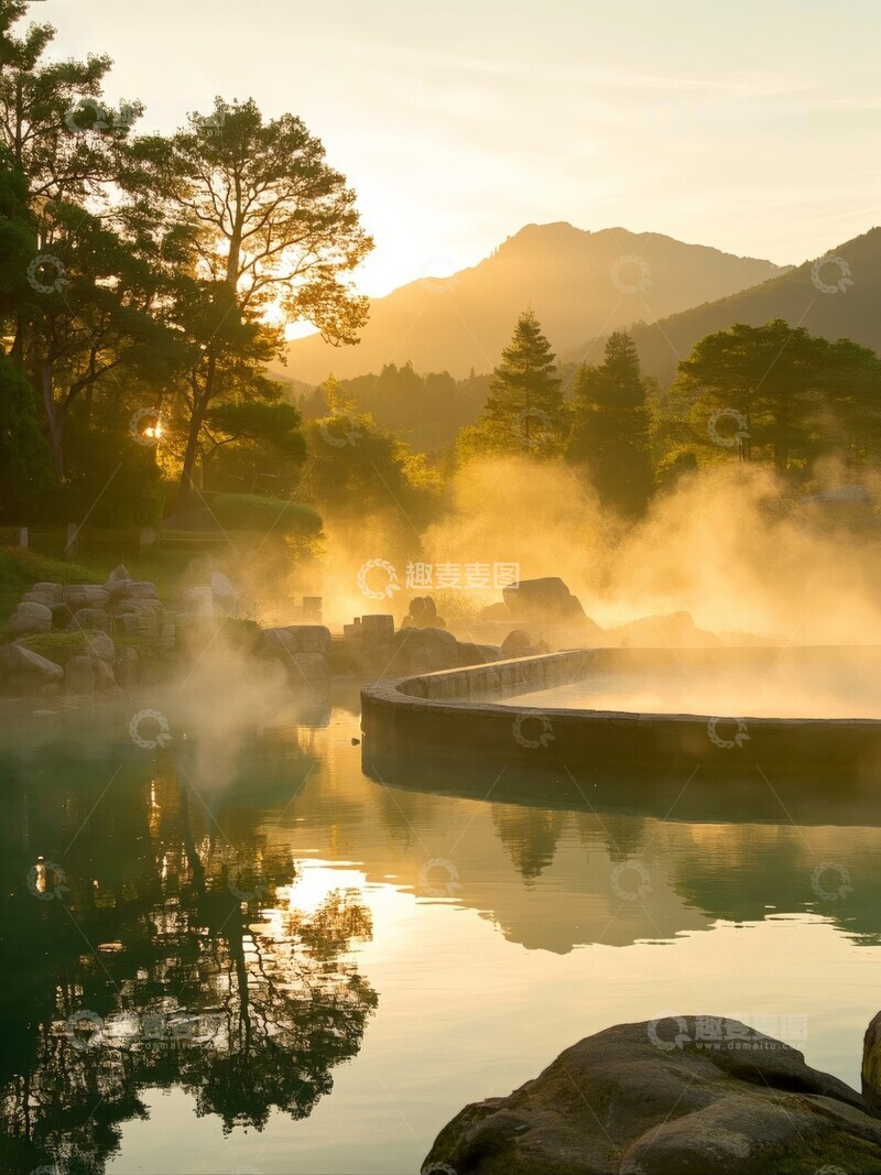 高清大图下载【趣麦麦图】森林中的温泉池