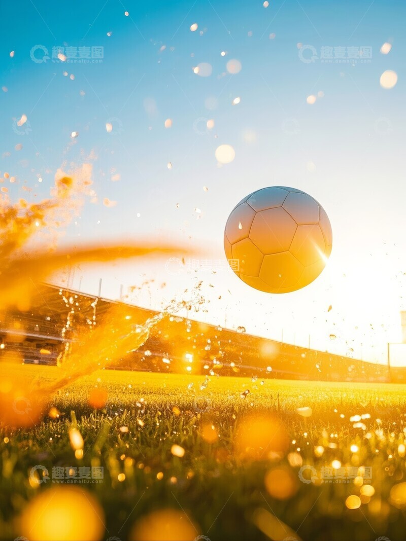 高清大图下载【趣麦麦图】-足球在草地上弹跳