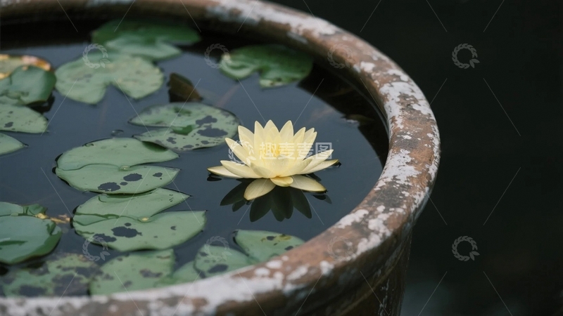 高清大图下载【趣麦麦图】水缸中的莲花2