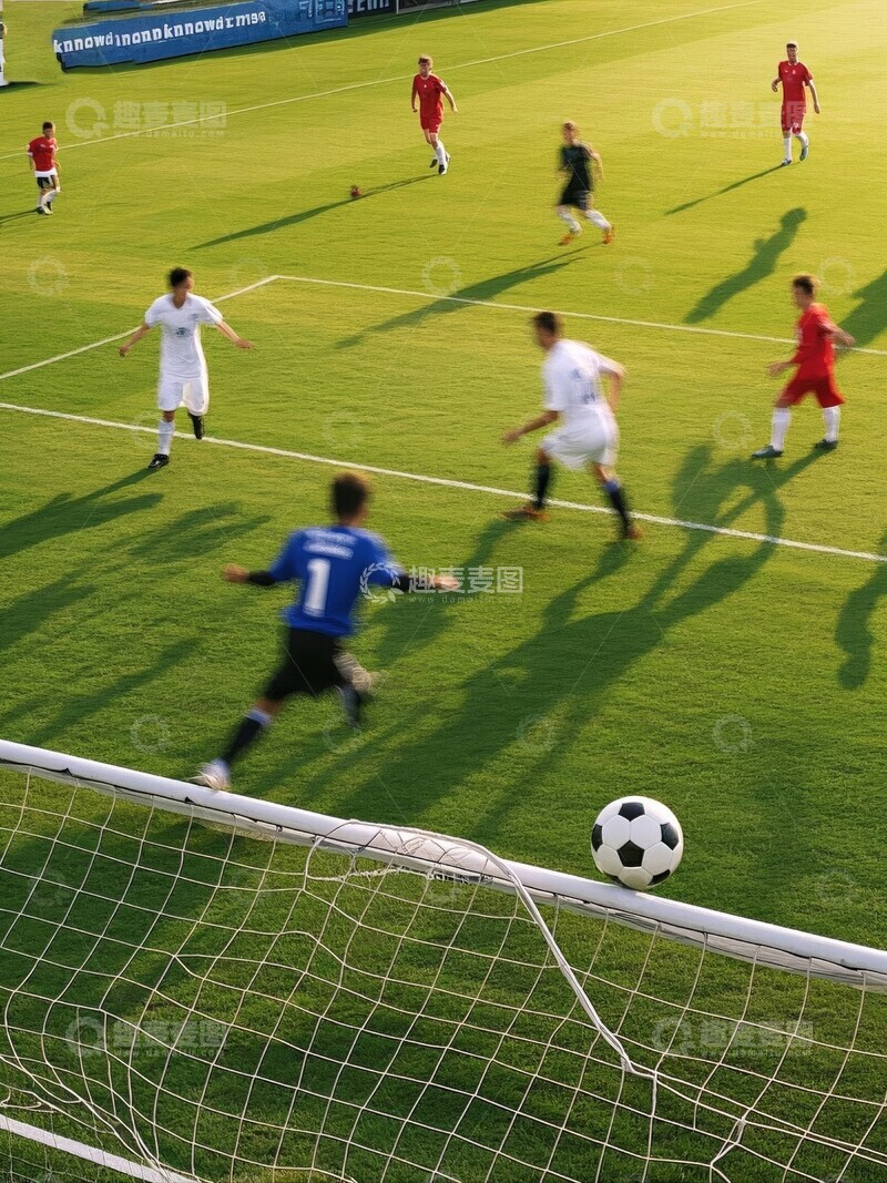 高清大图下载【趣麦麦图】足球比赛中球员激烈争夺球权