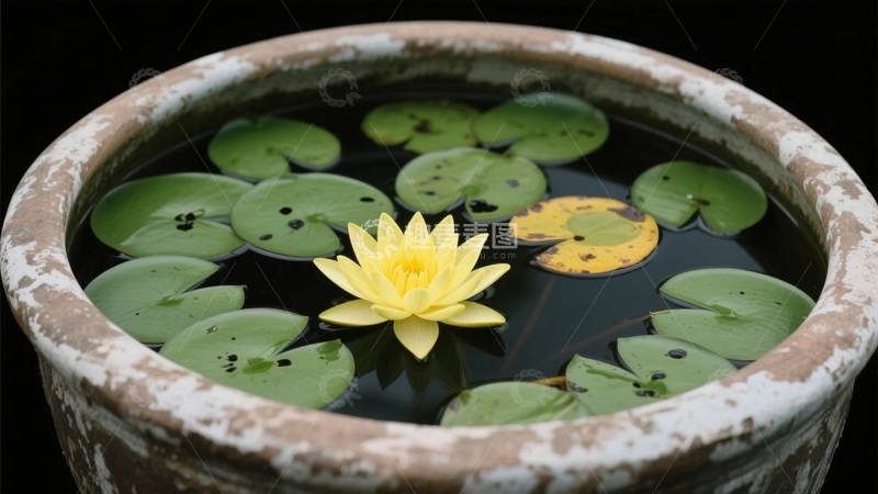 高清大图下载【趣麦麦图】水缸中的莲花4