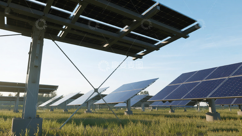高清大图下载【趣麦麦图】草地之上的太阳能电池板