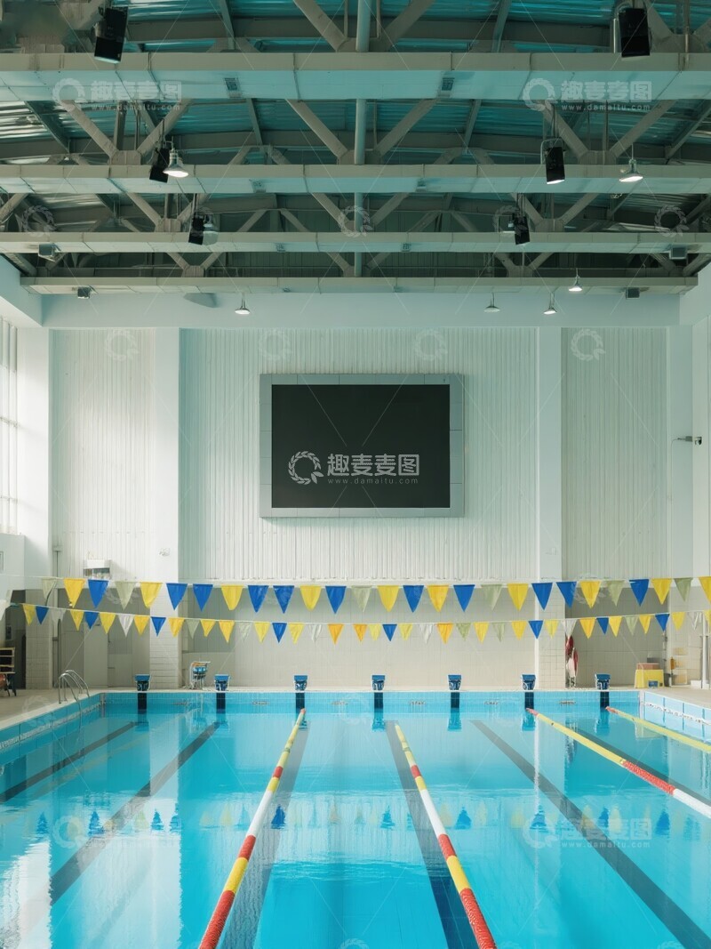 高清大图下载【趣麦麦图】-室内游泳池的整洁场景
