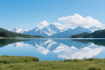 草原冰山湖水风景图1