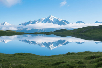 草原冰山湖水风景图3