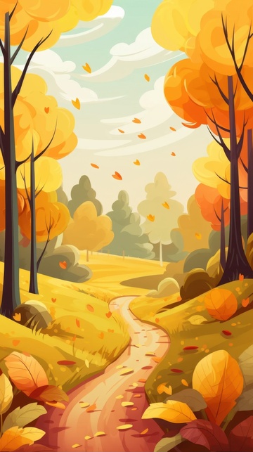 秋季山林树木简约背景