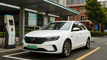 电动汽车充电桩旁