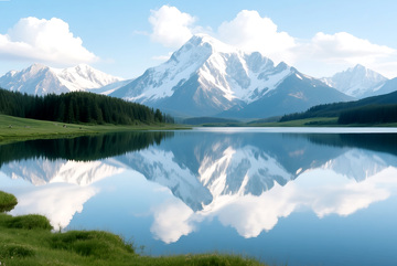 草原冰山湖水风景图6