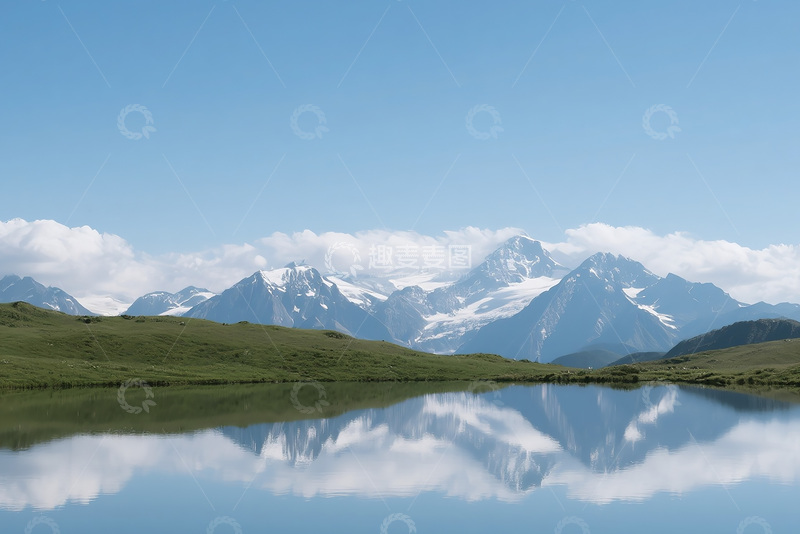 高清大图下载【趣麦麦图】草原冰山湖水风景图8