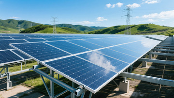 户外草地太阳能电池板阵列