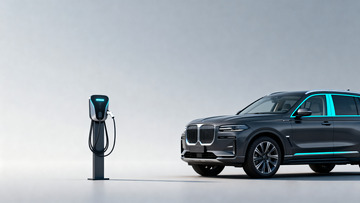 黑色电动SUV与充电桩场景2