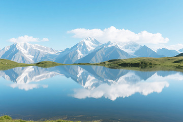 草原冰山湖水风景图9