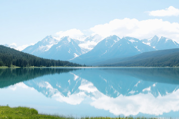 草原冰山湖水风景图10