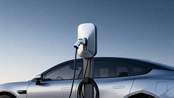 电动汽车充电桩与车辆特写