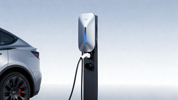 银色电动汽车连接充电桩2