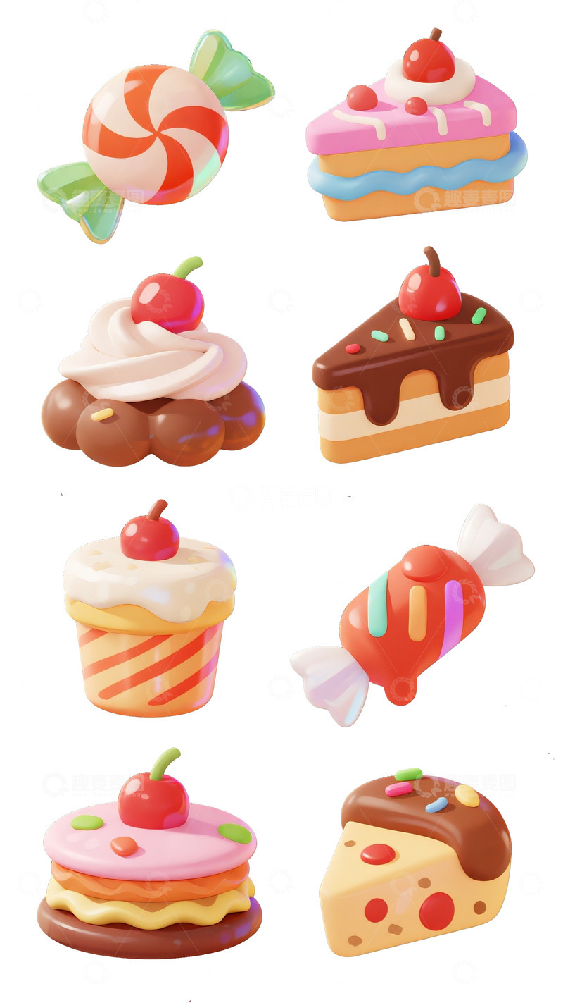 高清大图下载【趣麦麦图】多种卡通甜品集合图