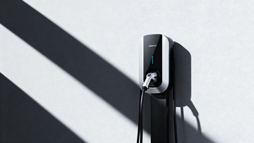 电动汽车充电桩与车辆特写