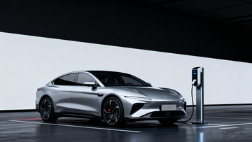 黑色电动SUV与充电桩场景