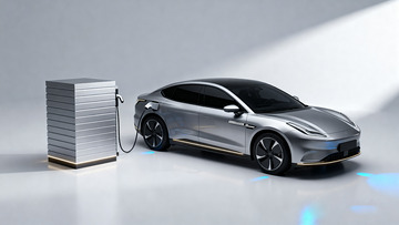 银色电动汽车在充电桩充电