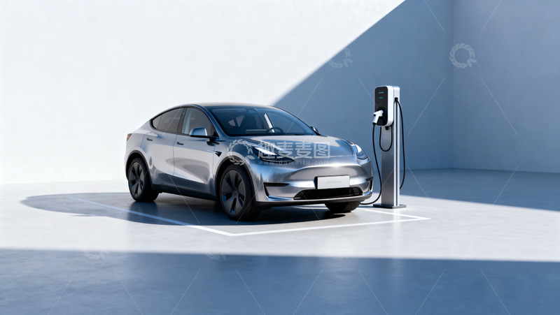 高清大图下载【趣麦麦图】电动汽车连接充电桩