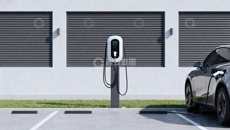 高清大图下载【趣麦麦图】电动汽车充电桩旁充电2