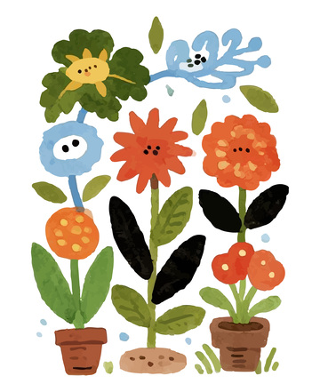 花朵草丛水彩插画2