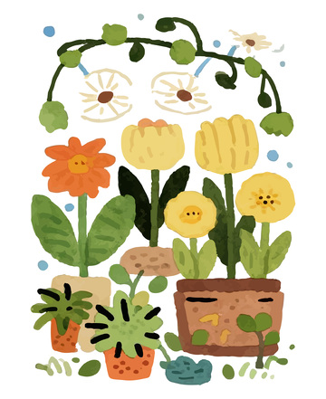 花朵草丛水彩插画4