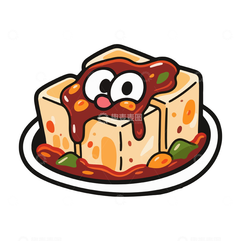 源文件下载【趣麦麦图】凉拌豆腐拟人美食