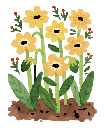 花朵草丛水彩插画1