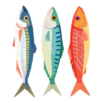水彩插画彩色的鱼2