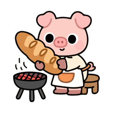 烤面包的小猪